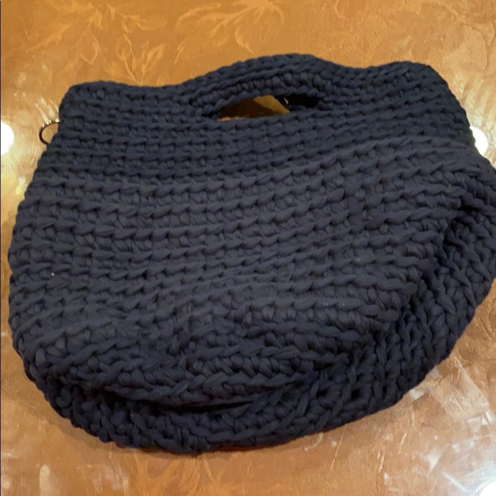 Knit clutch navy